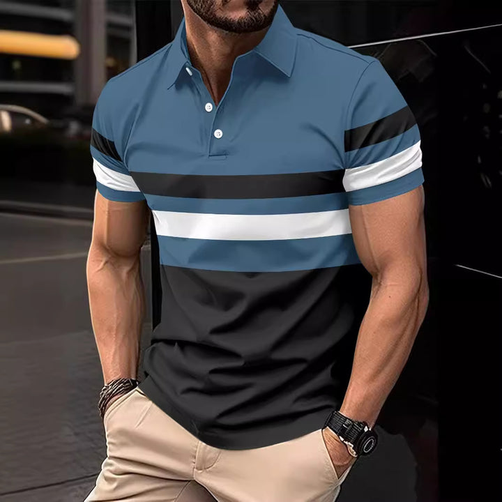 Herrer Trendy Stribet Aktiv Polo-Skjorte Stilla