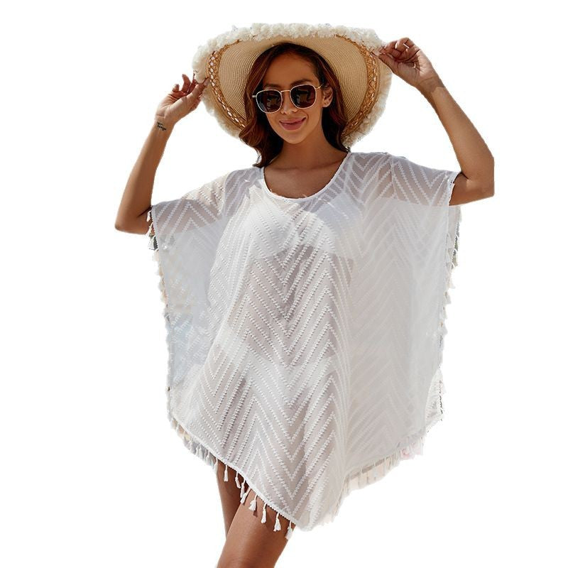 Kvinder Sheer Strand Poncho Overtræk Stilla