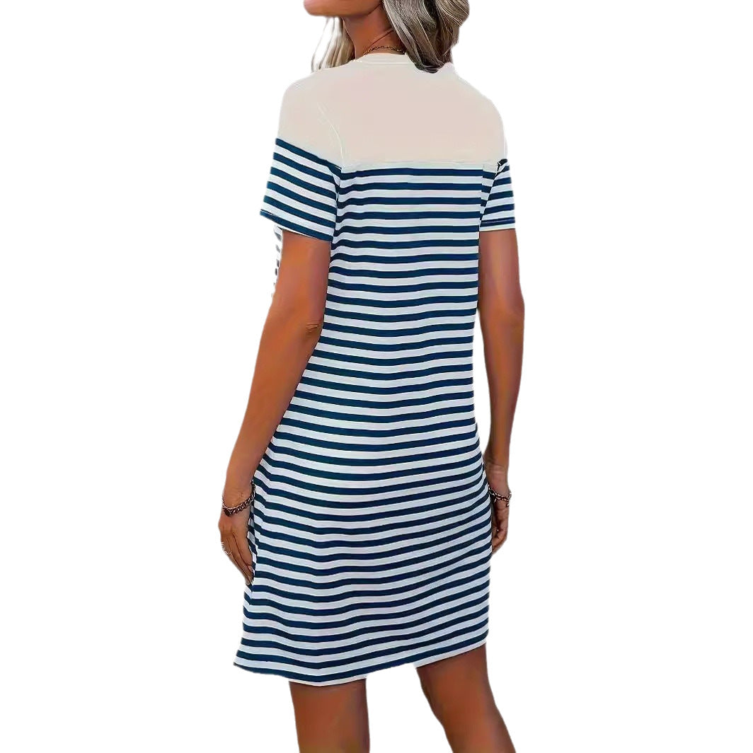 Dame stribet Casual Mini Kjole med hjerte detalje Stilla