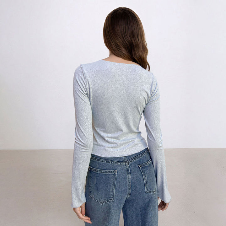 Kvindernes cropped langærmet skjorte med sideslids og elegant design Stilla