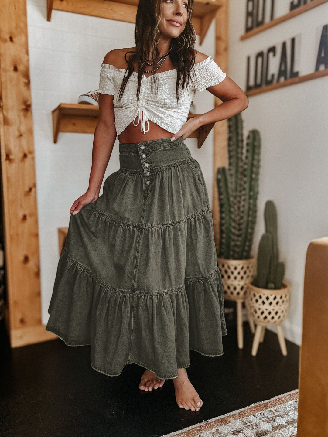 Femme Bohemian Knap-Blyant Maxikjole Stilla