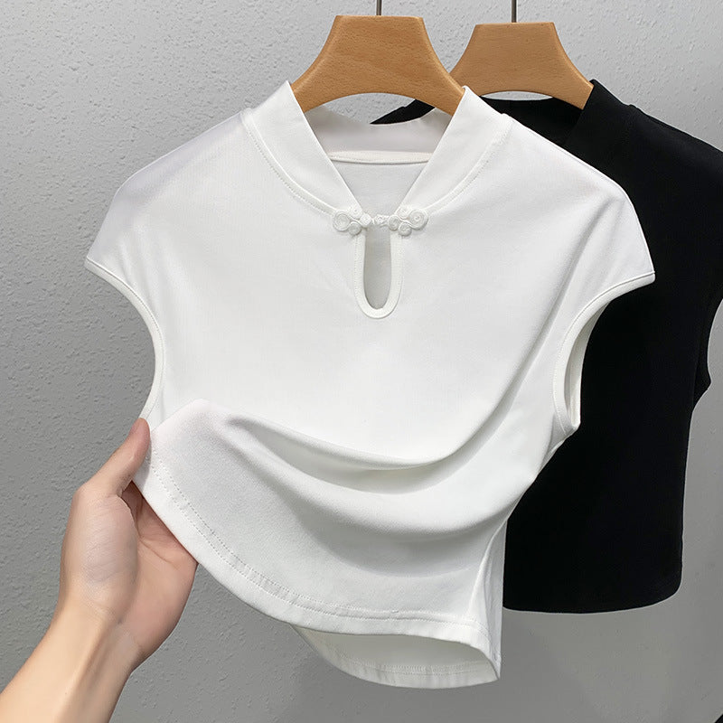 Dame elegant og stilfuld T-shirt med krave Stilla