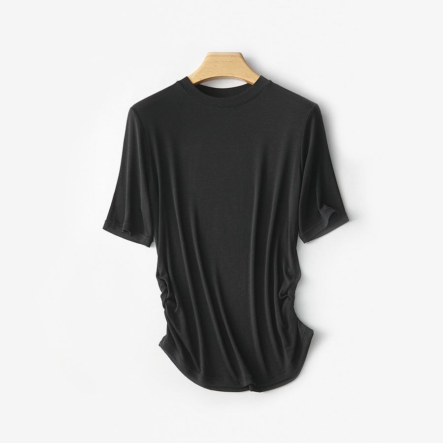 Dame Casual sidelæns rynket T-shirt Stilla