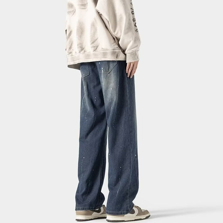 Herrer afslappede Wide-Leg Jeans med kreative vaske Stilla