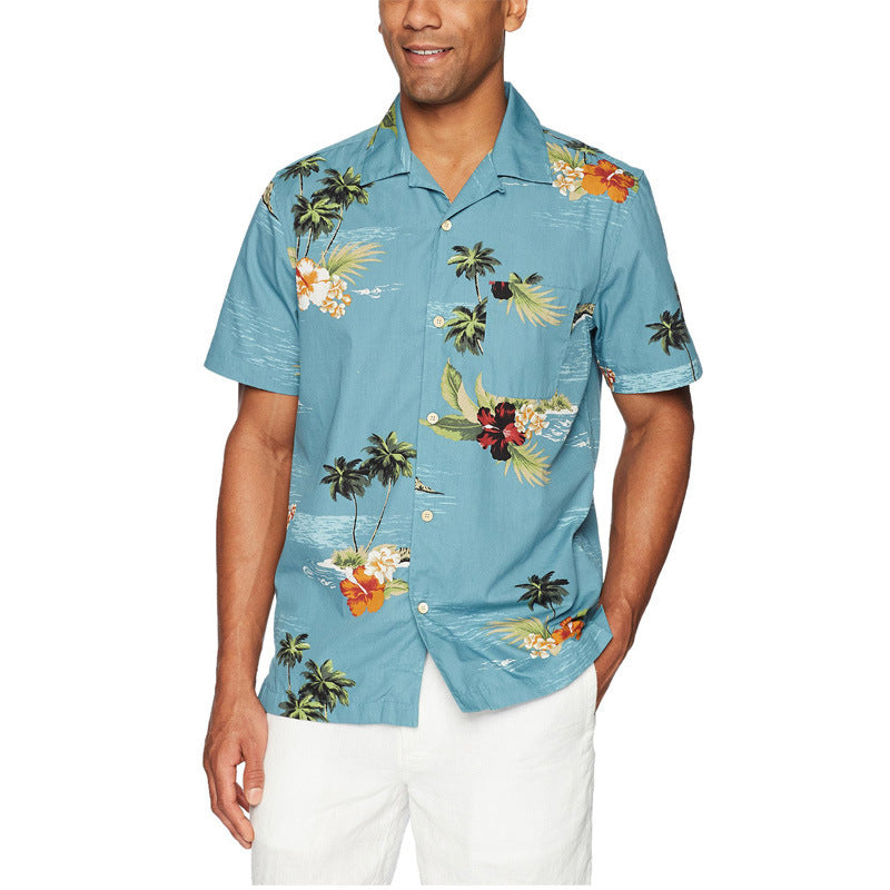 Herrer kortærmet skjorte i moderne Hawaii-design med blomstermønster og kvalitetsstof Stilla