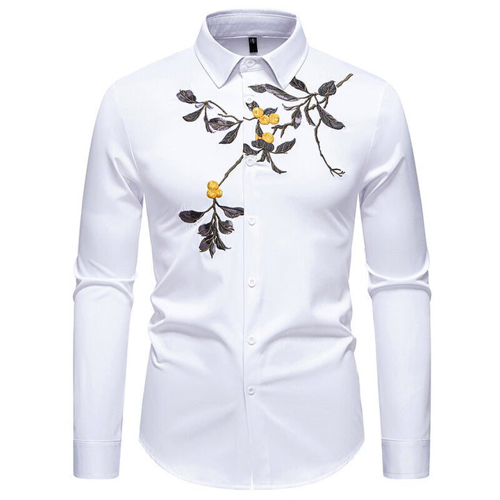 Herrer broderet blomster skjorte Stilla