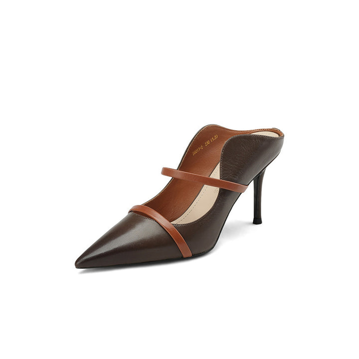Dame elegante spids Slingback-hæle med dual-rem-design Stilla