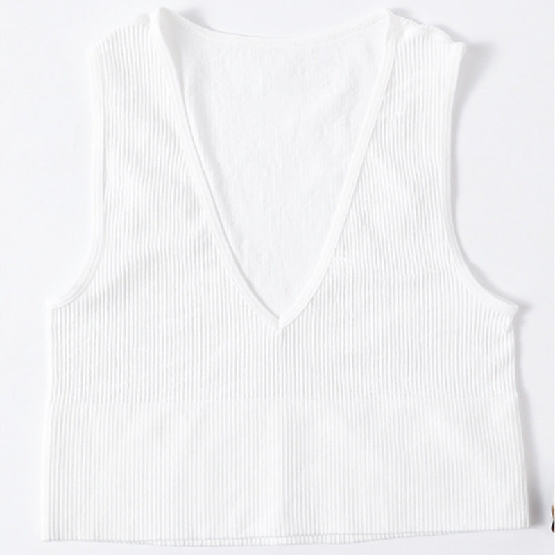 Dame Rib- V-udskæring Crop Top Stilla