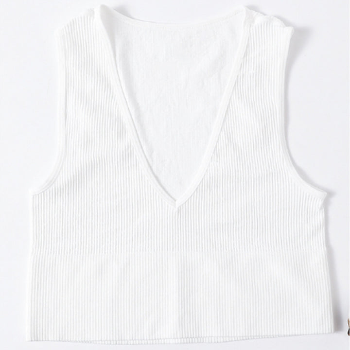 Dame Rib- V-udskæring Crop Top Stilla