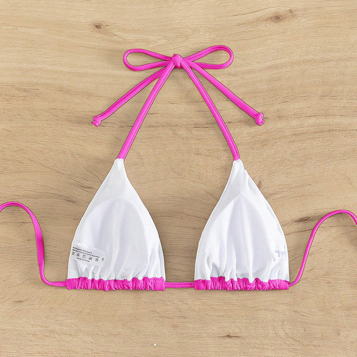 Dame triangel-bikini med justerbare stropper og bindedetaljer Skovae