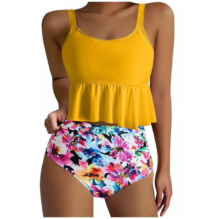 Femme Flowing Peplum Top Højtaljet Badedragt Sæt Stilla