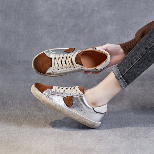 Kvinder Fritid Læder Snøre Sneakers Stilla