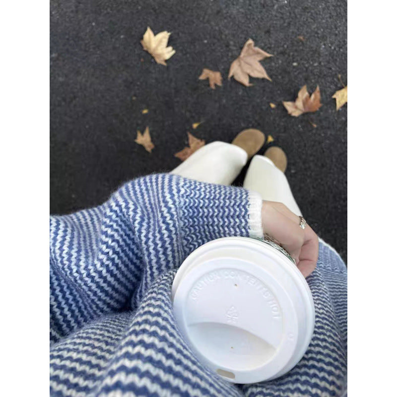 Kvinder casual strik sweater med bølgemønster og turtleneck Stilla