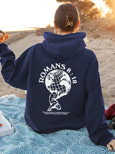 Kvinders hoodie med inspirerende verdenskort og højkvalitets print Skovae