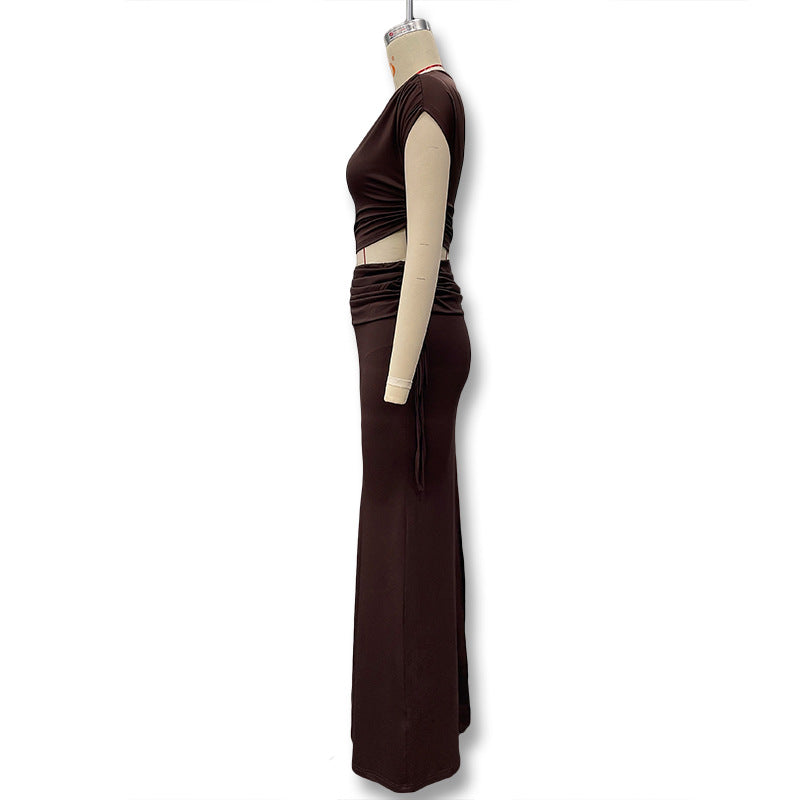 Dame Elegant og figursyet jumpsuit-kjole med asymmetrisk design Skovae