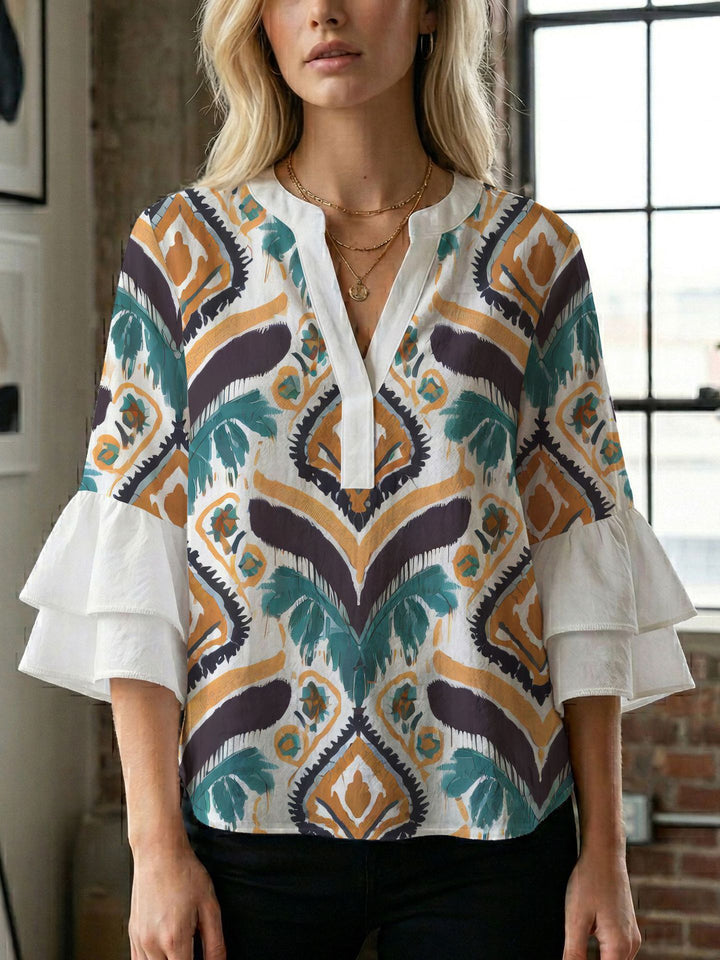 Damebluse med smukt blomstermotiv Skovae