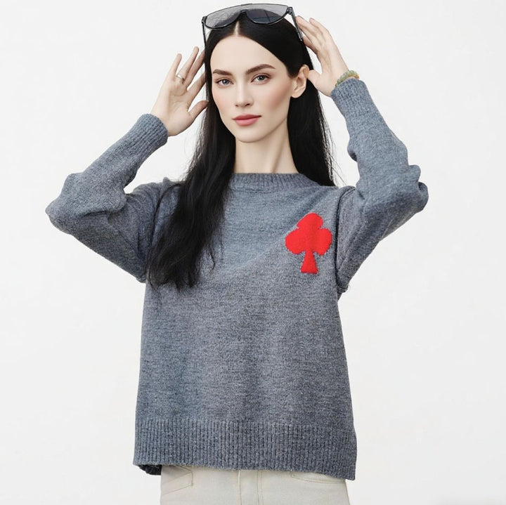 Kvinders fashionable sweater med påført design Stilla