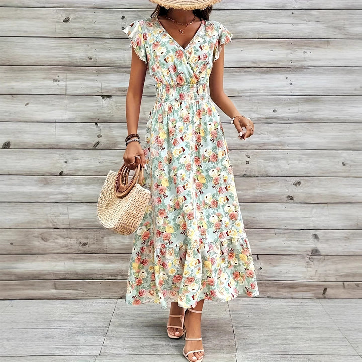 Kvinder Floral Print Stufenkjole Maxi Stilla