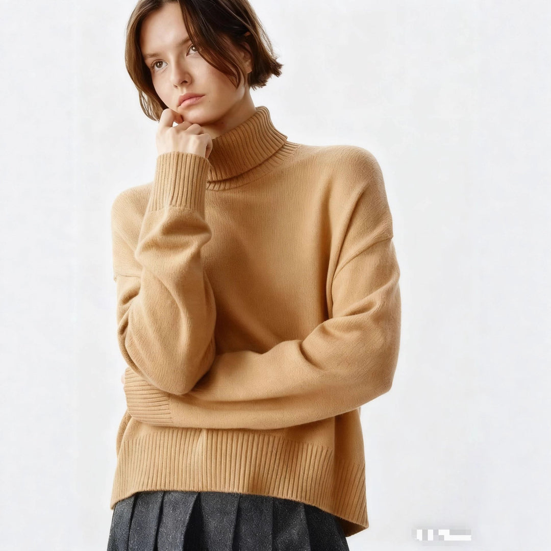 Dame Cozy Turtleneck Sweater med Oversized Snit og Fin Ribstruktur Stilla