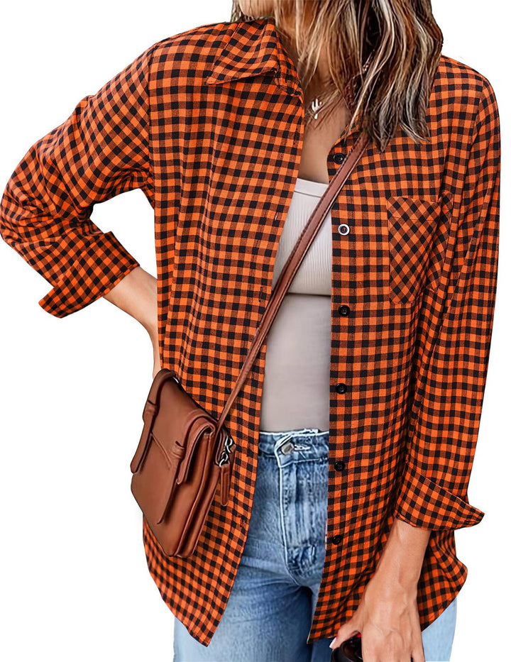 Femme Button-Up Gingham Check Shirt Stilla