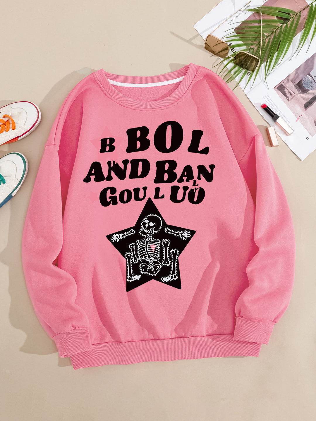 Kvinders afslappede sweatshirt med kreativ skeletdesign Skovae