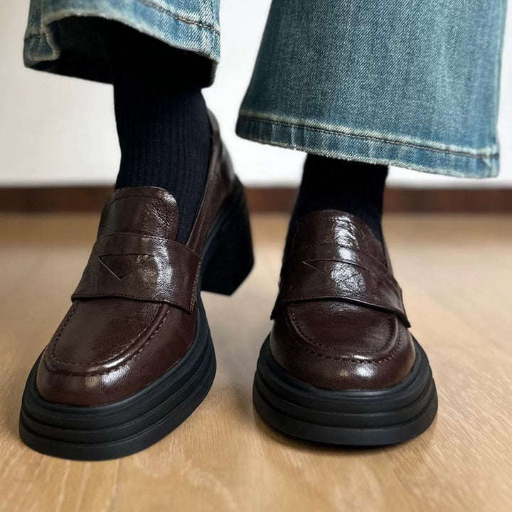 Dame Elegante Loafers med tyk gummisål og blødt læder Stilla
