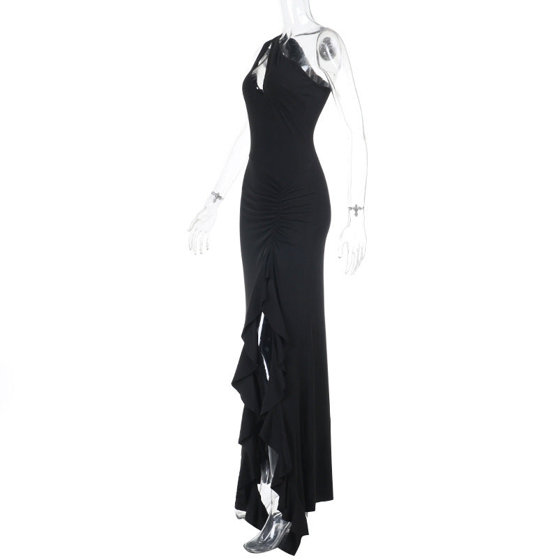 Dame Elegant Maxikjole med asymmetrisk snit og drapering Skovae