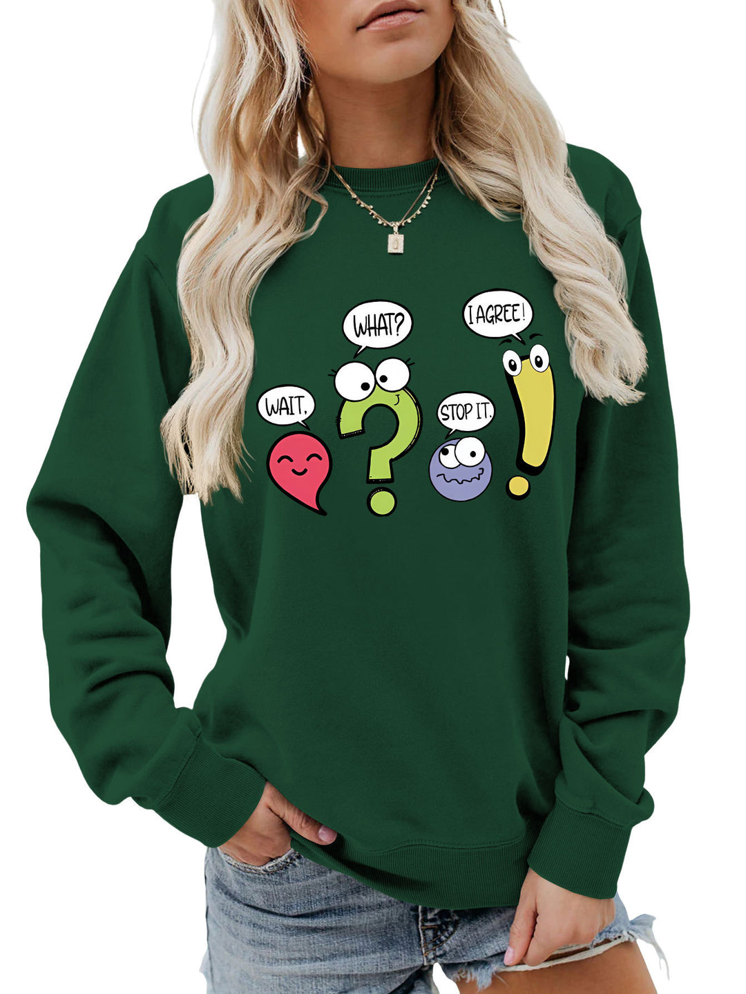Kvinders afslappede sweater med humoristisk print Stilla