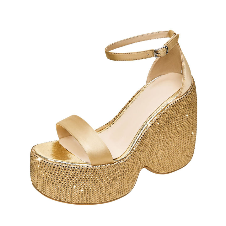 Femme Platform Hæle Sandaler med Strassdekoration Stilla
