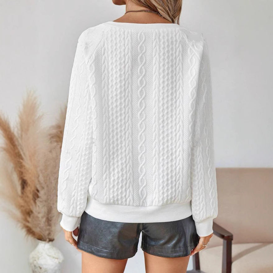 Dame Grovstrikpullover med dekorative knapper Stilla