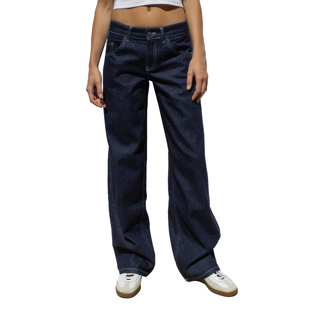 Dame brede jeans i afslappet snit med høj talje Stilla
