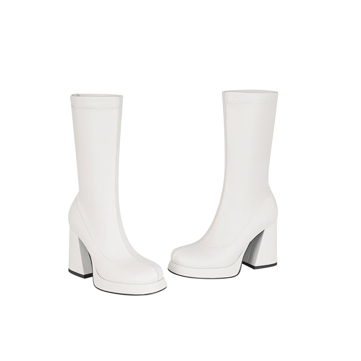 Femme Chunky Platform Lårhøje Stiletto Støvler Stilla
