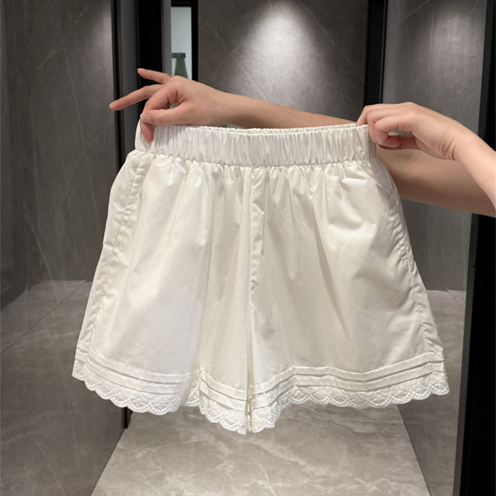 Dame Skræddersyede Elastisk Linning Satin Shorts med Spids Stilla