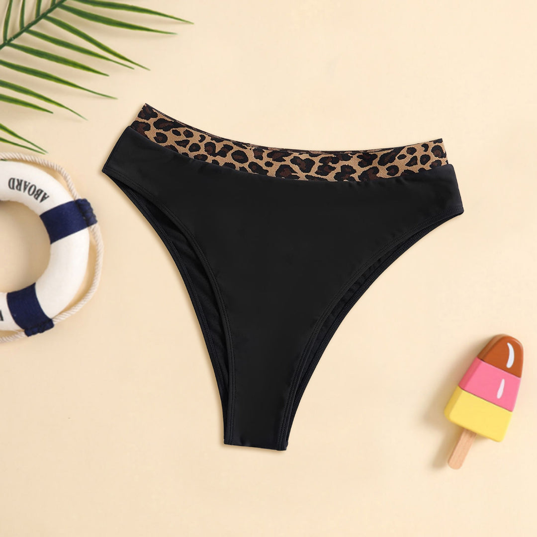 Dame Højtaljet Bikini-bund med fashionable leopardmønster Skovae