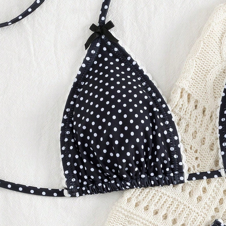 Dame triangle bikini sæt med legende prikker Skovae