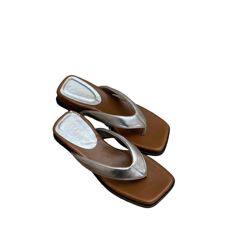 Dame Stilfulde Firkantede Tå Flip-Flop Sandaler Stilla