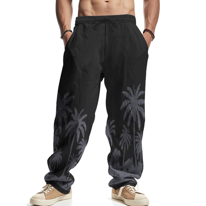 Herre casual joggingbukser med palmemotiv og elastisk talje Stilla