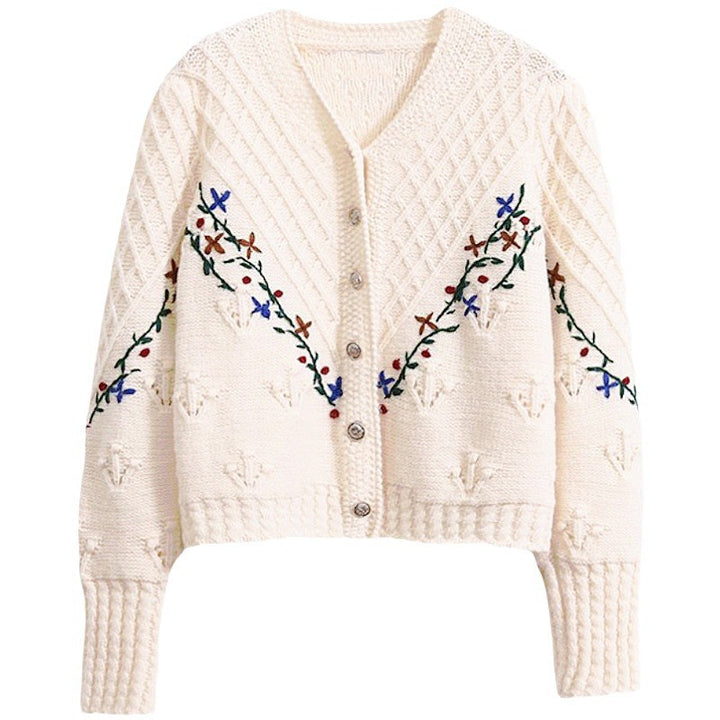 Femme Broderet Diamond Strik cardigan Stilla