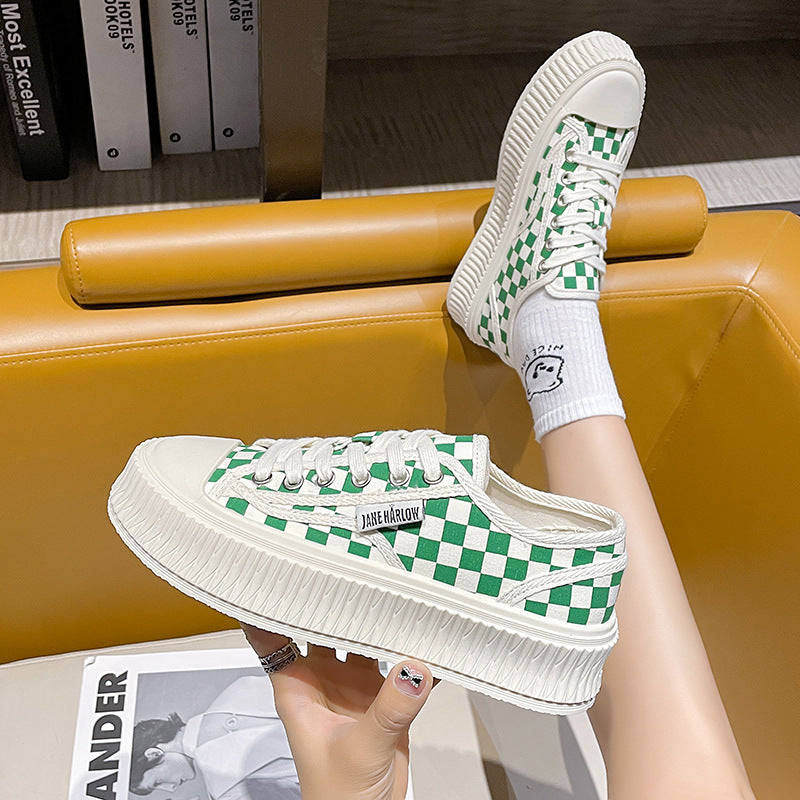 Dame Chunky Plateau Sneakers med ternet mønster og polstret sål Stilla