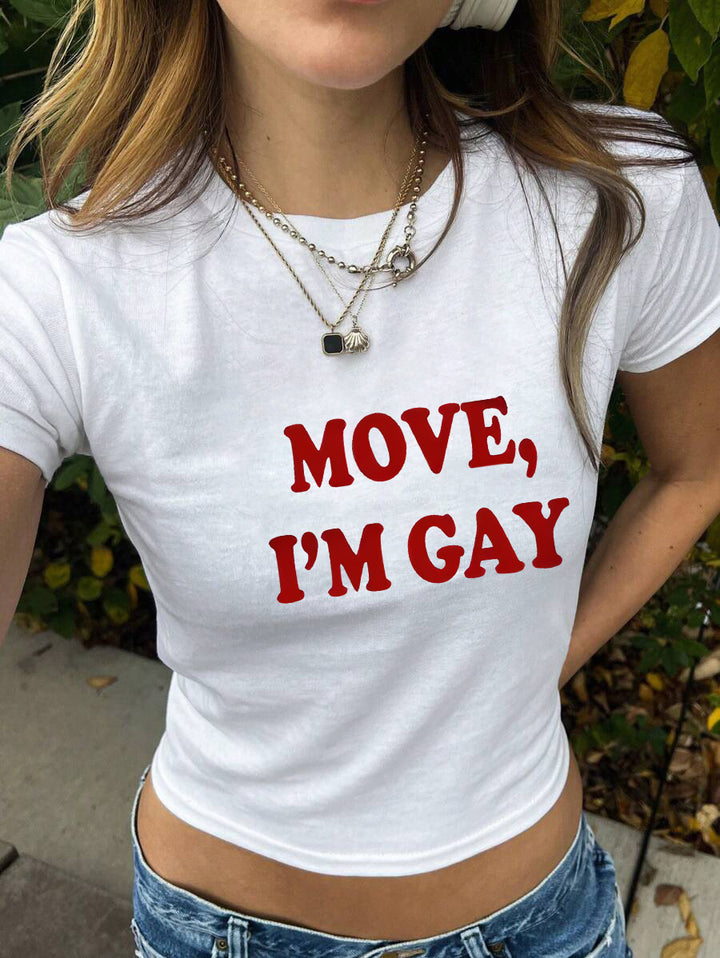 Dame figursyet kortærmet T-shirt med legesygt tryk Skovae