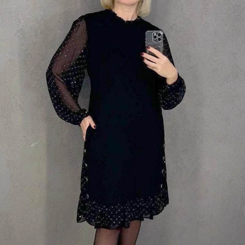 Dame Elegant Kjole med Voluminøse Ærmer og Udsnit Hem Skovae