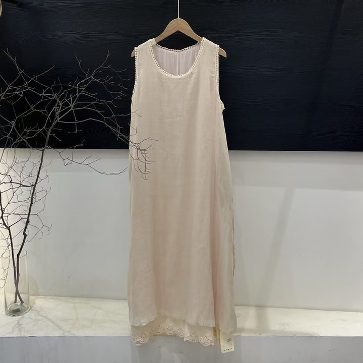 Femme Elegante Maxi Kjole med Delikat Spidsbesætning Stilla