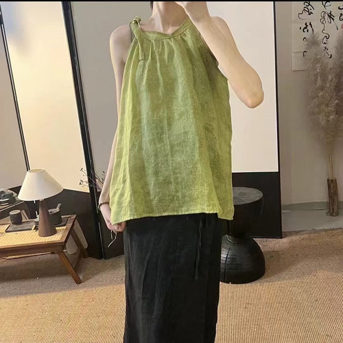 Femme Elegante ærmeløs bluse med sløjfedetalje Stilla