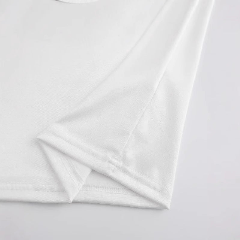 Dame Crop-T-Shirt med floralt kunstværk og afslappet snit Skovae