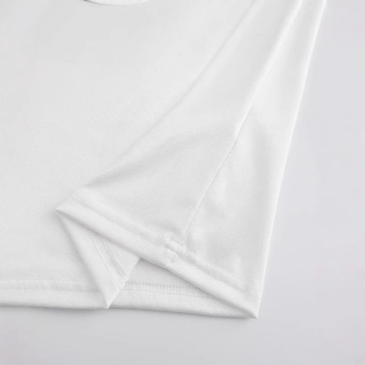 Dame Crop-T-Shirt med floralt kunstværk og afslappet snit Skovae