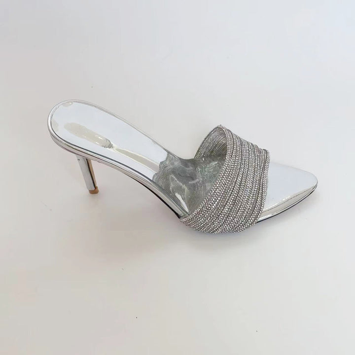 Femme Elegante Rutschet Højhælede Mule Stilla