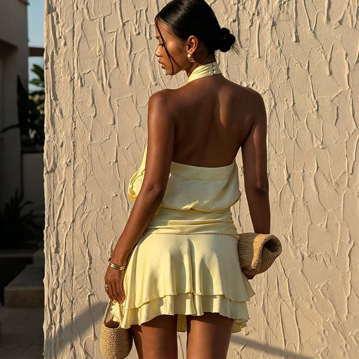 Dame Elegant Wrap Dress med off-shoulder design og flydende stof Skovae