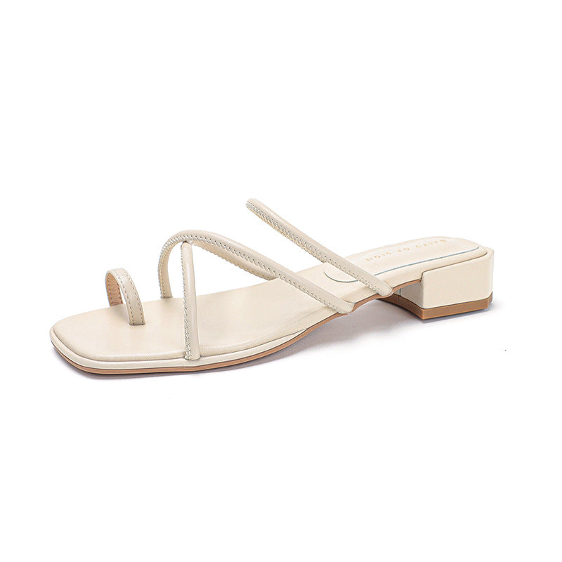 Femme Strappy Block Heel Slide Sandaler Stilla