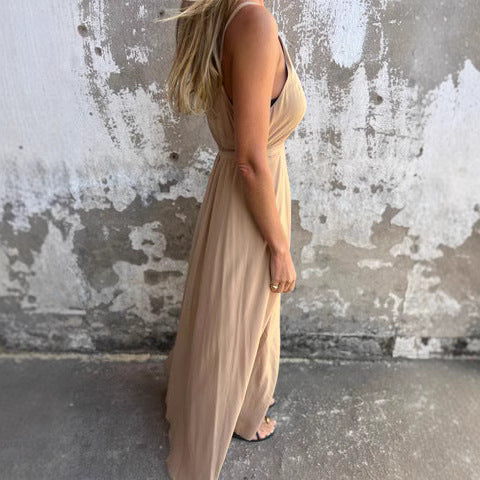 Dame Neckholder Maxi kjole med asymmetrisk fald Stilla