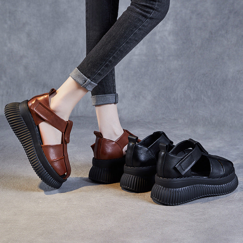 Dame Chunky Platform Open-Toe Sandaler med justerbar rem Stilla